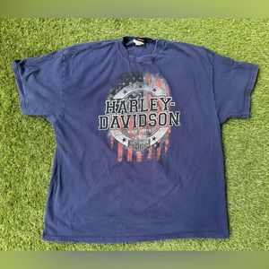 Vintage Blue Y2K Harley Davidson Tifton GA tee Size 2XL